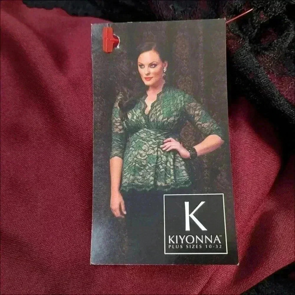 Kiyonna Lace Dress Faux Wrap Knee-Length Black Burgundy Women's 2X - Picture 4 of 5